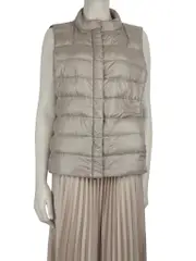 Beige Quilted Feather Padded Gillet