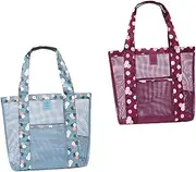 [Ipetboom] Large Mesh Beach Bag Set Oxford Cloth Shopping Bag for Toiletries and Camping