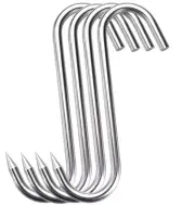HONSHEN 12mm Heavy Duty Meat Hooks,10 inch Stainless Steel S-Hooks Meat Proce...