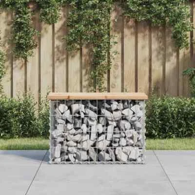 NNEVL Garden Bench Gabion Design 63x31.5x42 cm Solid Wood Pine