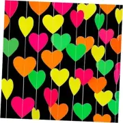 UV Neon Party Decorations Heart-Garland - 52ft Glow in The Dark Supplies,80s