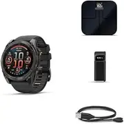 Garmin Fenix 8 Wellness Bundle - Fenix 8, 51mm, AMOLED, Sapphire, Carbon Gray Titanium, Index™ S2, Black, Index BPM & Garmin USB-A Charging/Data Cable (0.5 m)