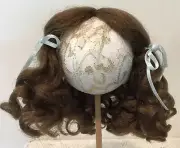 10” Light Brown Synthetic Mohair Wig with Hand Tied Middle Part