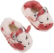 [GAROZATION] Toddler Girls' Cow Slippers Soft and Warm House Shoes Plush Fabric and Comfortable Sole for Indoor Footwear