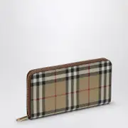 [Burberry] Check pattern beige zipped wallet One size Multicolor