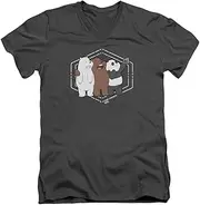 [We Bare Bears] Mens Selfie V-Neck T-Shirt, Small, Charcoal