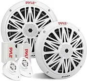 Pyle 200 Watt Marine Speaker System - Weather Resistant Dual 2 Way 6.5 Inch Outdoor Stereo Audio Sound Speakers w/ 85Hz-6kHz Frequency Response, Heavy Duty 8oz Magnet Structure - PLMR6KW (White, Pair)