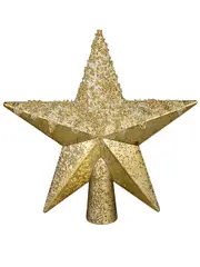 Gold 3D Star With Splatter & Glitter Pattern Tree Top Decoration - 20cm