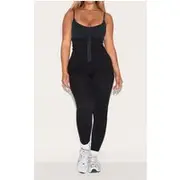 Shape Black Active Highwaisted Hook& Eye Front Cinched Leggings, Black