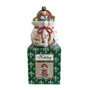 VTG New In Box World Bazaars Inc Christmas Holiday Toy Bag Cookie Jar W/ Lid 10"