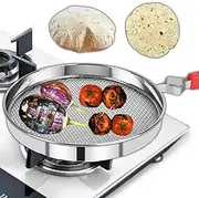 ENNIUS phulka Grill pan roti Maker, papad Maker, Grill pan Non Stick, Cooking pan Home Essential Items pulka Grill for Home Gas Stove, Stainless Steel pan Grill tawa, pulka Maker