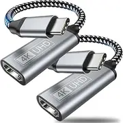 USB C to HDMI Adapter - Type C to HDMI 4K Adapter (Compatible with Thunderbolt 3), Video Audio Output for MacBook Pro/Air, Pixelbook, Surface Go, iPad Pro, Huawei, Samsung Galaxy S10 S9+ More (Grey, 2