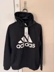 New Adidas Hoodie Women's Black Essential Logo Pullover Sweater Large