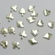 200 Silver Tone Acrylic Flatback Poker HEARTS,CLUBS,DIAMONDS,SPADE Cabochon