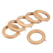 6Pcs 2.75 Inch Wooden Curtain Drapery Rings Hook for Curtain Drapery Rod, Wood