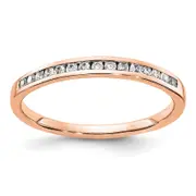 Solid 14k Rose Gold Simulated CZ Channel Band