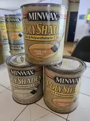 3 QUARTS OF CLASSIC OAK SATIN MINWAX POLYSHADES WOOD STAIN POLYURETHANE FINISH