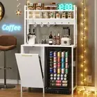 3-Tiers Mini Fridge Stand with Trash Can Storage Power Outlets Freestadning