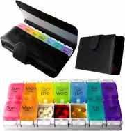 XL Large AM PM Pill Organizer 7 day Easy One Touch Push and Flip Pill Box