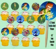 Peter Pan Cupcake Picks Captain Hook Wendy Tinkerbell Cake Topper Party Favor-12