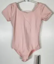 Danskin Dance Girls Size Small (4-6) Petal Pink Short Sleeve Nylon Leotard NWT