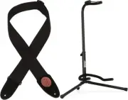 Levy's MSSC8 Cotton Guitar Strap - Black + On-Stage TMP-XCG-4 Value Bundle