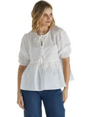 [Sass] Sylvie Peplum Top in White