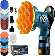 LDHTHOPI Cordless Polisher, 12V 2000mAh Battery Dual Action Polisher, 6 Variable Speeds, 3000-5000RPM for Car Detailing, for Car, Boat, Wall, Floor, DIY (1 Battery)