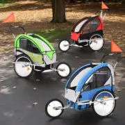Bicycle Pram Stroller Kids Bike Trailer 3-Wheel Foldable Lightweight Portable