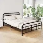 Double Metal Bed Frame with Headboard(Base Only), Metal Platform Bed with Easy A