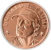 Donald J. Trump MAGA Hat Commemorative 1 oz Pure .999 Copper Round Challenge Coin in Capsule