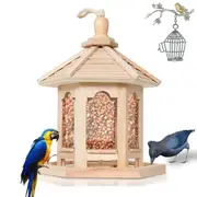 Qttie Hanging Bird Feeder Seed Container For Garden Home Outdoor-Wooden