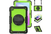 WASSUP Lenovo Tab M10 Plus (3rd Gen) 10.6 inch 2022 Case with Screen Protector Hand Strap Stand & Shoulder Strap-Green&Black