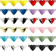 Fepibur 36 Pairs 12 Colors Heart Charms for Jewelry Making Heart Shaped Magnetic Clasps Connected for DIY Couple Bracelet Necklace Making Valentines Day Gifts (16x10.5mm), Metal