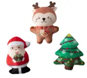 Fringe Studio Christmas Plush Squeaker - Merry and Bright Mini Dog Toy Set (3)