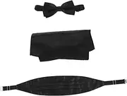 [WESIEVYA] Formal Men's Cummerbund and Bow Tie Set Black Tie Handkerchief Dress up for Events