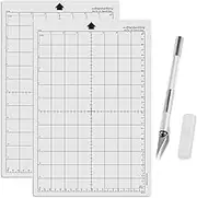 Nurila Pack of 2 StandardGrip Silhouette Cutting Mat, 12 x 8 Inch Cutting Mat Plotter Comes with Silver Carving Knife, Transparent Cutting Plotter for Advertising, Sign Making, Workbench Underlay