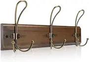 Coat Rack Wall Mounted, Entryway Wall Coat Rack with 3 Rustic Coat Hooks, Vintage Pinewood Coat Hanger Hat Rack for Wall, Wall Hook Rack for Hanging Coats Keys Hats