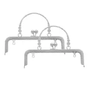 2Pcs Metal Purse Frame,7.9" Retro Rectangle Kiss Lock Clasp Frame,Silver