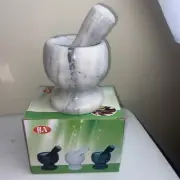 4.5” White Marble Mortar and Pestle, Pestal and Mortar Grinder Solid Stone