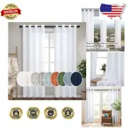 White Linen 102-Inch Curtain Pair - Grommet Top, Light-Filtering Drapes for Home