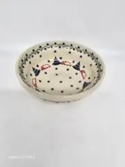 Boleslawiec Polish Pottery Bowl Winter Christmas Tree & Houses Stars