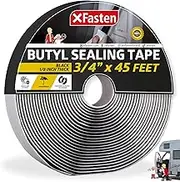 XFasten Black Butyl Seal Tape, 3/4 Inch X 45 Feet, 1/8 Inch Thick, Leak Proof Putty Tape for Rv Repair, Window, Boat Sealing, Glass and Edpm Rubber Roof Patching