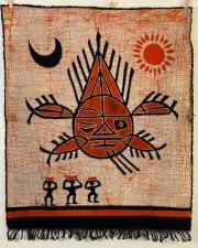 Tribal Sun/Crescent Moon ~ Brand New MEDIUM (26" x32") Batik Wall Hanging