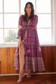 NWT Anthropologie 1X Tiered Plaid Maxi Dress Lounge Sleep PJs New Plus