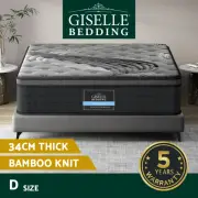 Giselle Bedding 34cm Mattress Euro Top Bed Pocket Spring Bamboo Cover Double