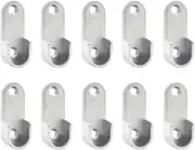 BTMB Oval Closet Rod End Supports Flanges Socket for 15x30mm Rods Pack Silver