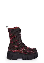 [Club Exx] Disco Fusion Combat Boots - Red