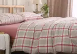 日式水洗棉系列~MUJI無印良品風 純棉簡約格紋雙人床包被套4件組(5尺)~PICHOME 挑 家居