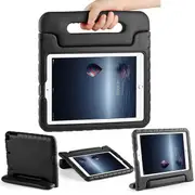 For Apple iPad 5 5th Gen 9.7 inch 2017 kids Case, Kickstand Shockproof Protective Rugged Convertible Handle Stand Light Weight Kids Friendly Cover (Black)